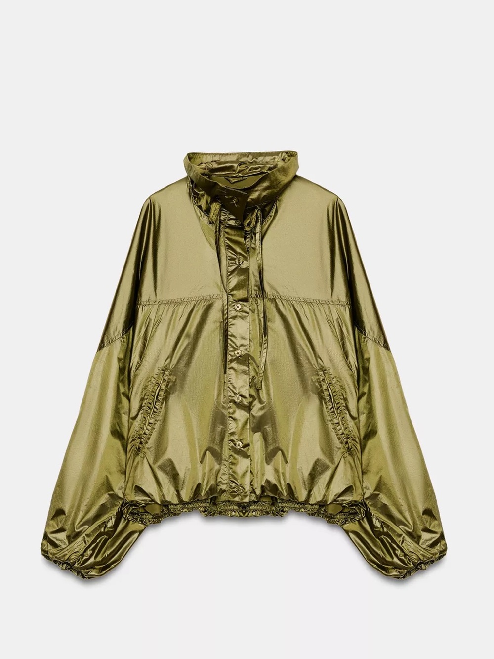 Zara Lightweight & Oversized Nylon Jacket in Intense Green NWT